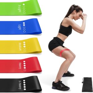 resistance bands set – 5 level booty bands for home workout, yoga, pilates, glutes & legs training (women & men)