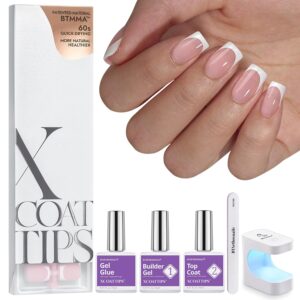 btartbox xcoattips french tip gel nail kit with uv lamp – diy press on nail system