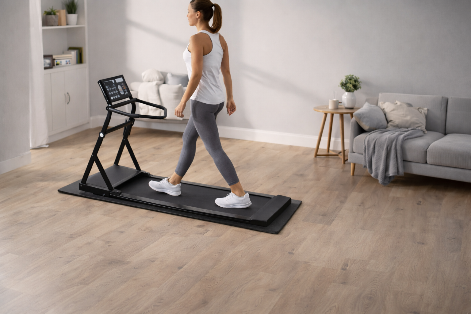 Walking pad treadmill for home workouts in small apartments